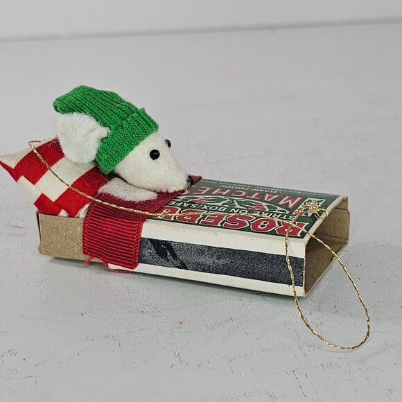 Vintage Rosebud Mouse in a Matchbox Christmas Ornament Match Box - Picture 5 of 9